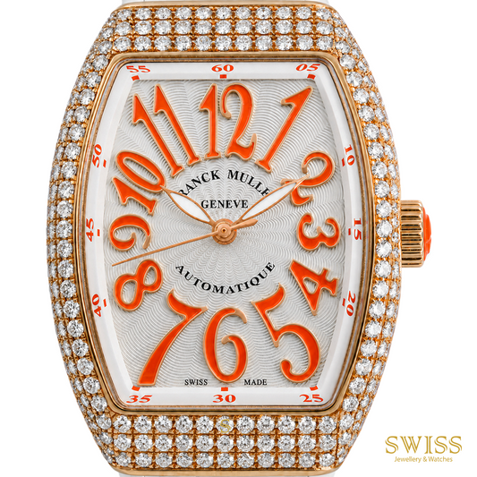 Franck Muller Vanguard Diamond Orange Numerals Rose Gold Watch