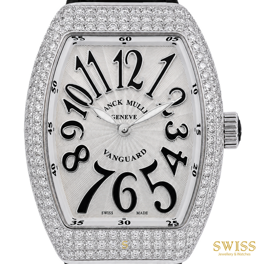 Franck Muller Vanguard Diamond Quartz Watch Black Arabic Numerals