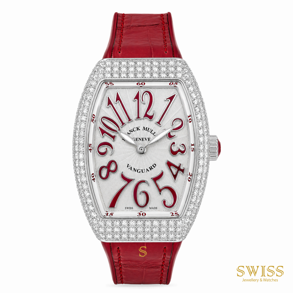 Franck Muller Vanguard Diamond Quartz Watch Red Accents