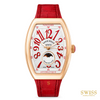 Franck Muller Vanguard Lady Moonphase 18K Rose Gold Automatic Red Leather Watch