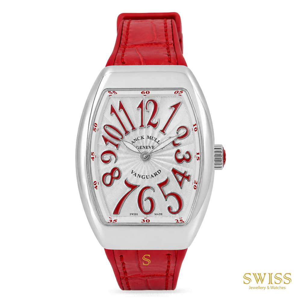 Franck Muller Vanguard Lady Quartz Stainless Steel Red Leather Watch