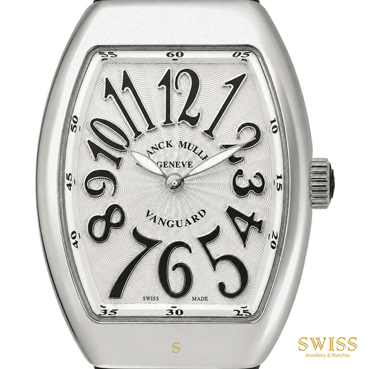 Franck Muller Vanguard Lady Quartz Stainless Steel Black Leather Watch