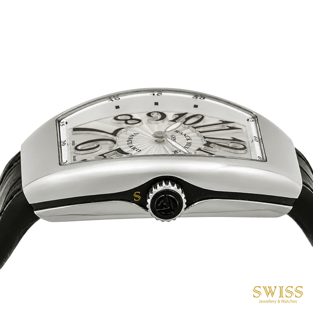 Franck Muller Vanguard Lady Quartz Stainless Steel Black Leather Watch