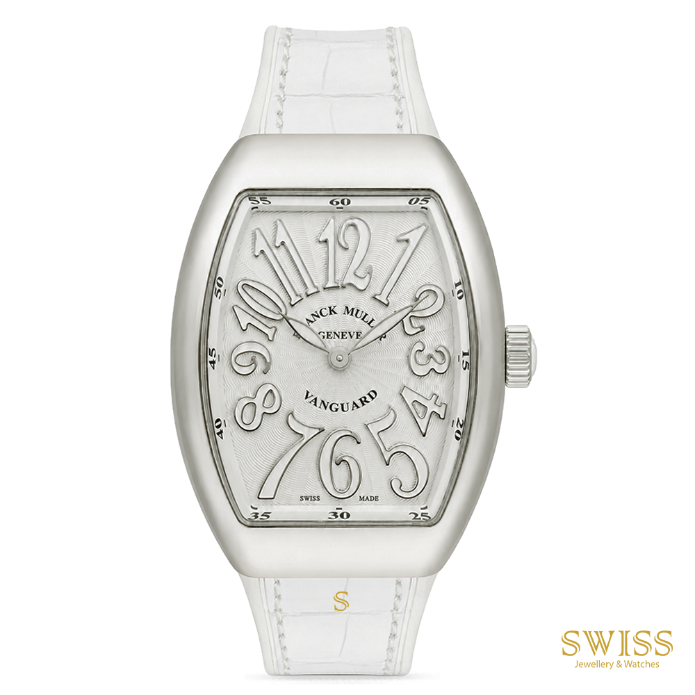 Franck Muller Vanguard Lady Quartz Stainless Steel White Leather