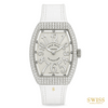 Franck Muller Vanguard Lady Diamond Quartz Stainless Steel White Leather Watch