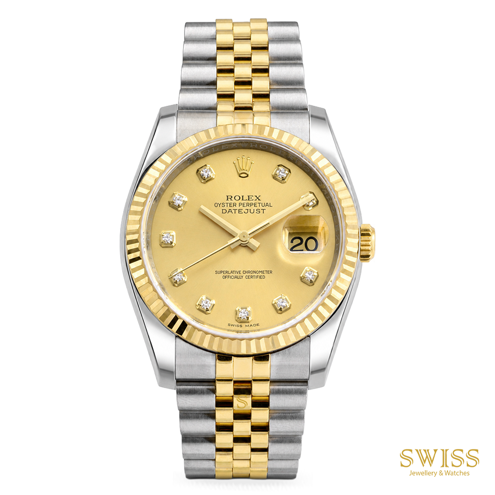 Rolex Datejust 36 Yellow Rolesor Champagne Diamond Dial