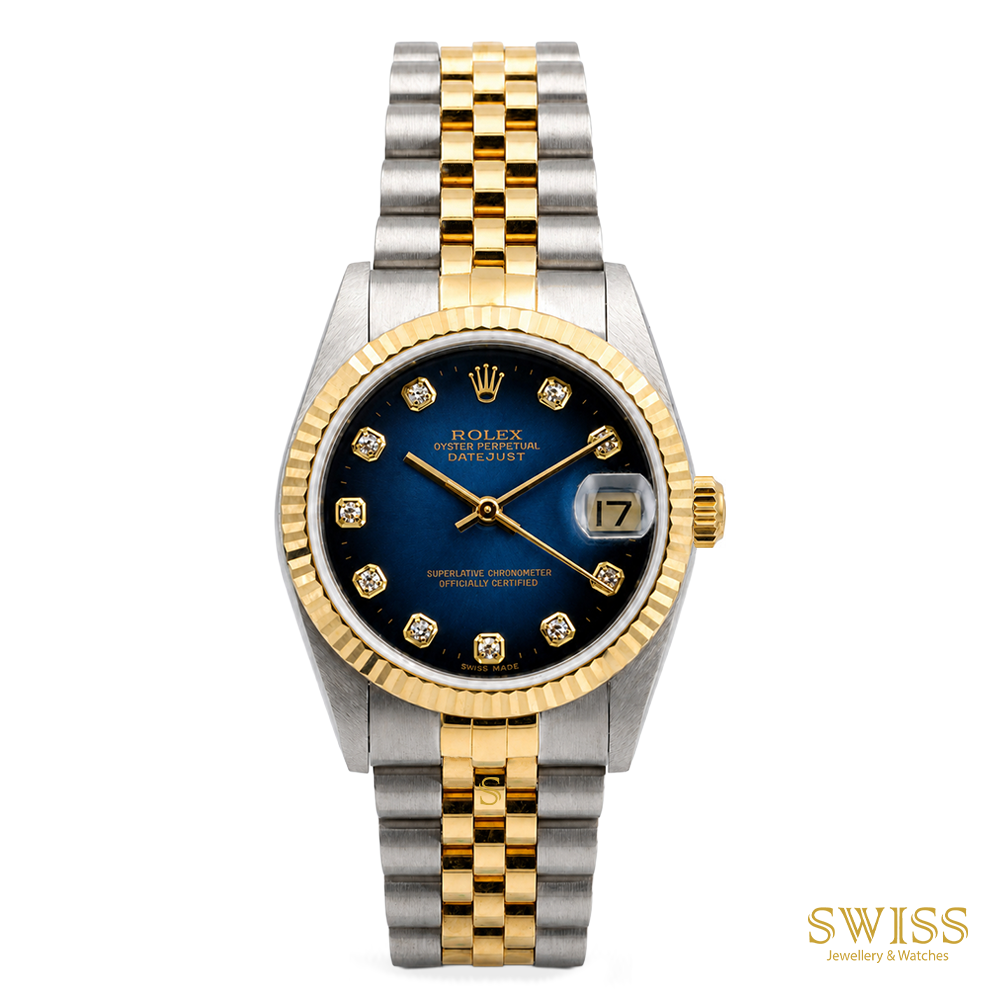 Rolex Datejust 31 Yellow Rolesor Blue Diamond Dial