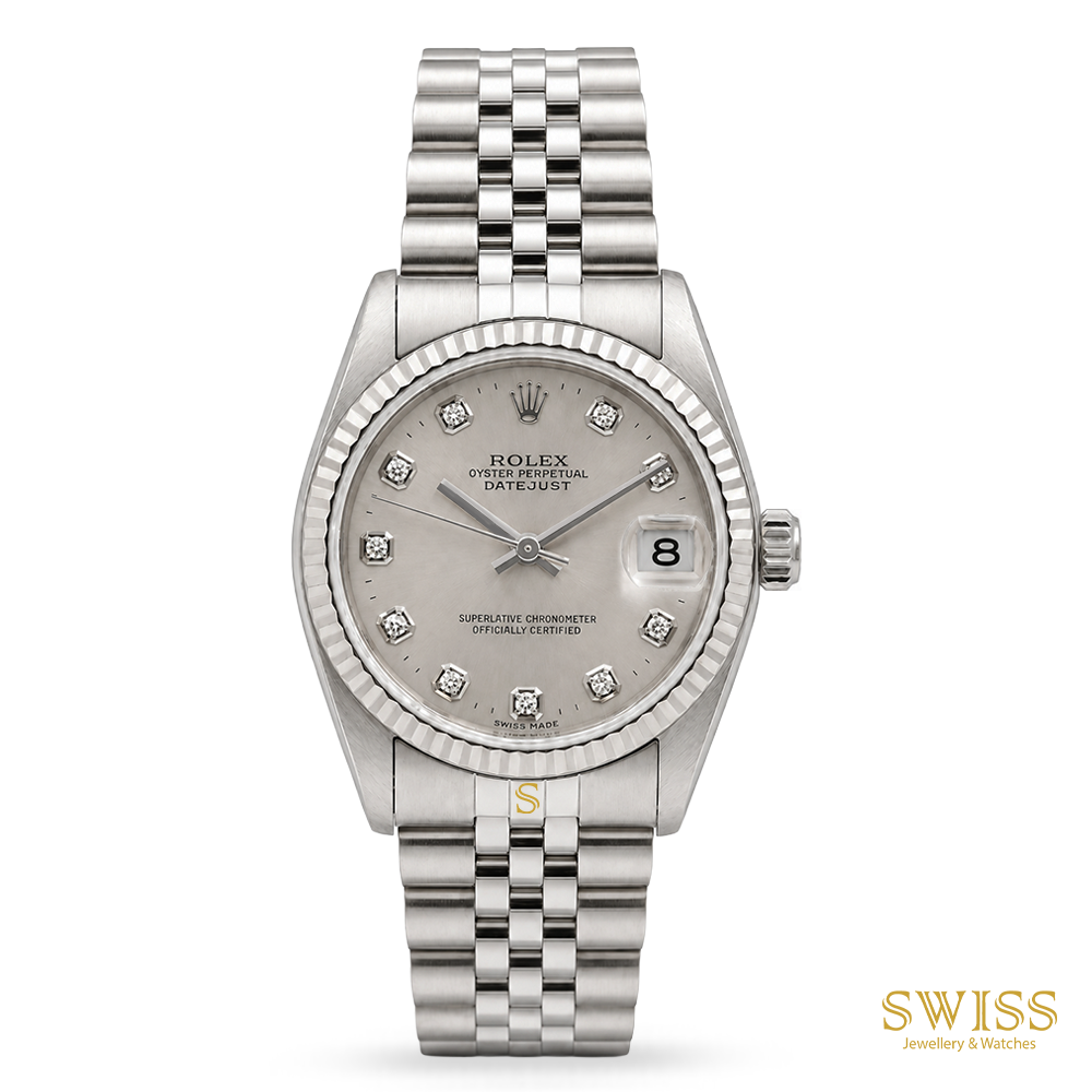 Rolex Datejust 31 Silver Diamond Dial Oystersteel Jubilee