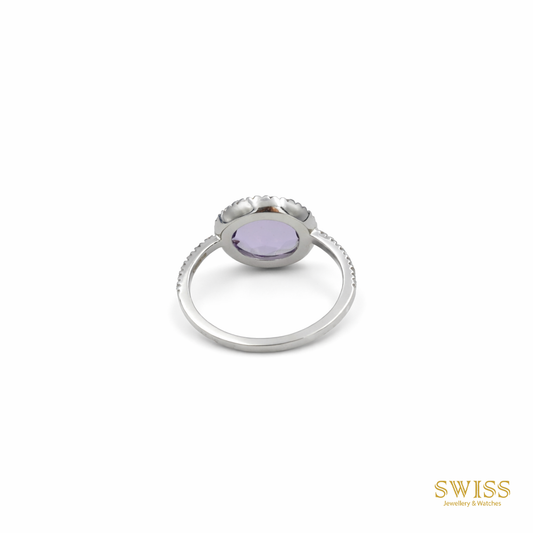 Pomellato Lavender Quartz Diamond Halo Ring