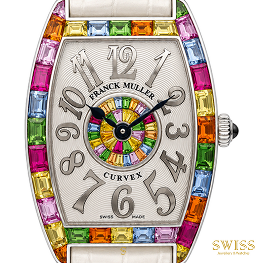Franck Muller Cintrée Curvex "Quatre Saisons" Rainbow Baguette 18K White Gold Watch
