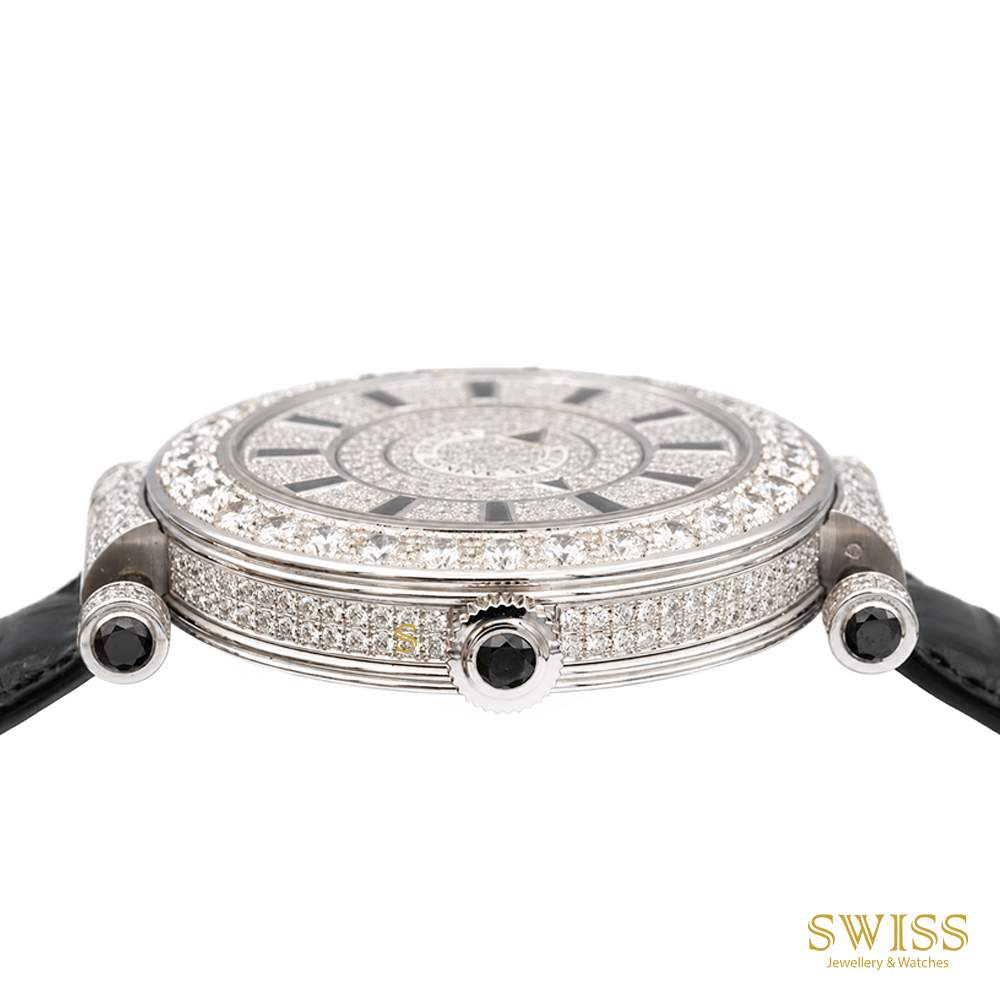 Franck Muller Double Mystery "Classic" 18K White Gold Diamond & Black Onyx Watch
