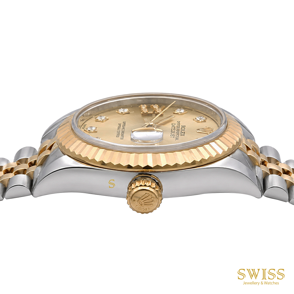 Rolex Lady-Datejust 28mm Yellow Rolesor Champagne Diamond Dial