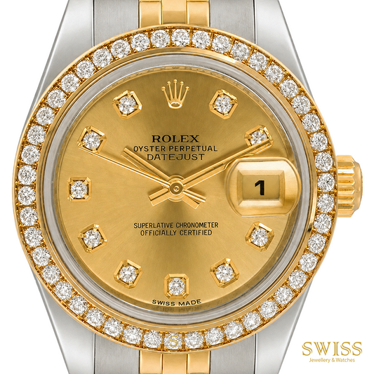 Rolex Lady-Datejust 26 Yellow Rolesor Champagne Diamond Dial