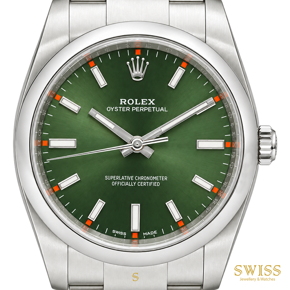 Rolex Oyster Perpetual 34 Olive Green Dial Steel Watch