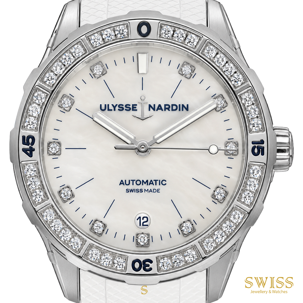 Ulysse Nardin Lady Diver 39mm Diamond Bezel Mother-of-Pearl Dial Watch