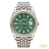 Rolex Datejust 41 Fluted Bezel Mint Green Motif Dial Jubilee Watch