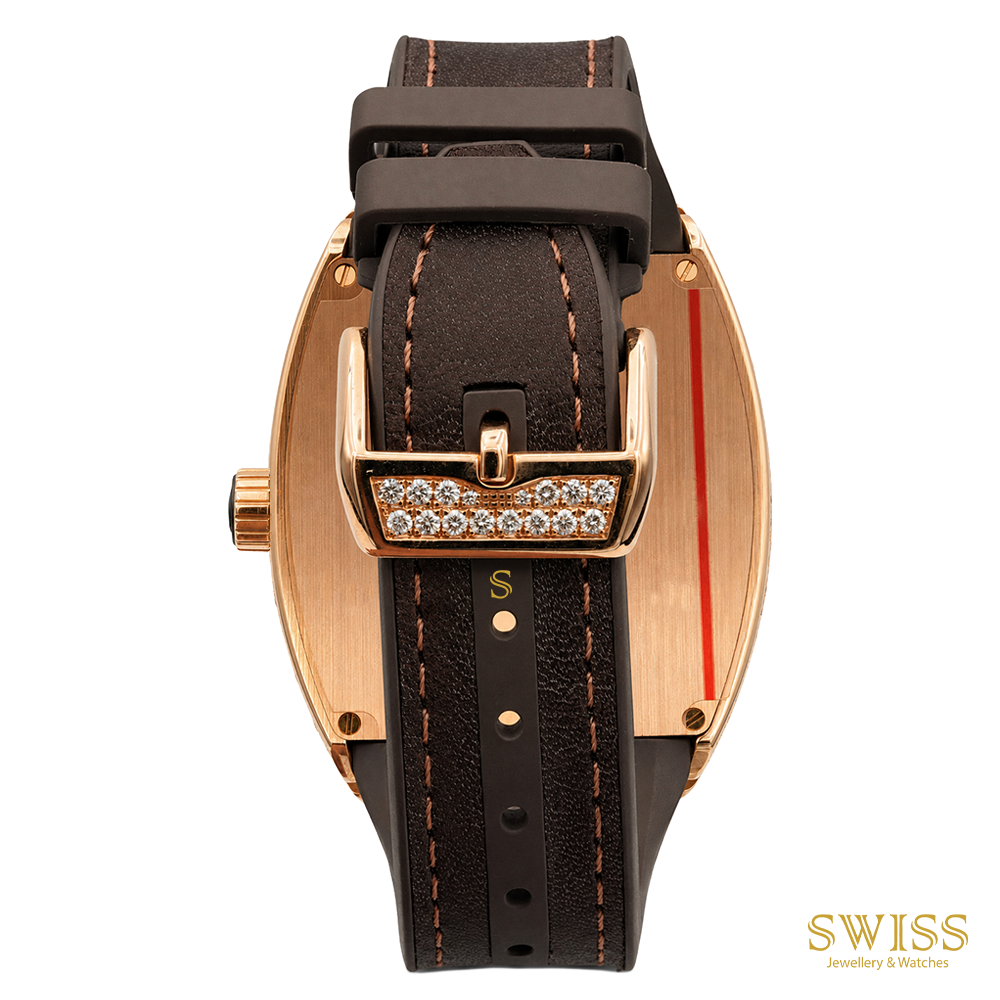 Franck Muller Vanguard Diamond Brown Dial Rose Gold Watch