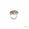 Multicolor Butterfly Diamond Dome Ring 18K White Gold