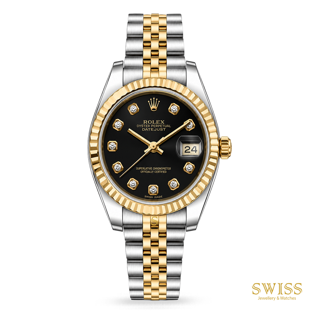 Rolex Lady Datejust Black Diamond Dial Jubilee