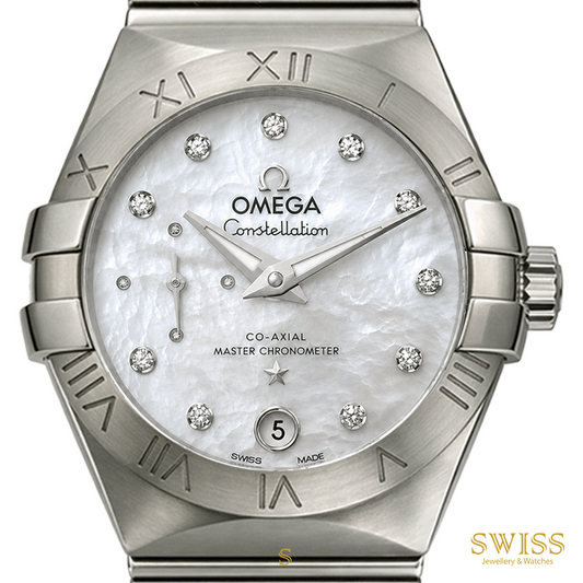 Omega Constellation 27mm MOP Diamond Dial Steel