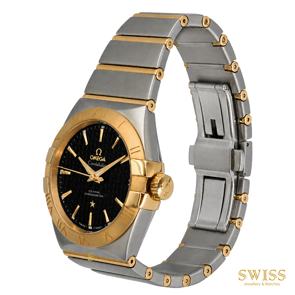 Omega Constellation 38mm Steel Gold Black Dial Co-Axial