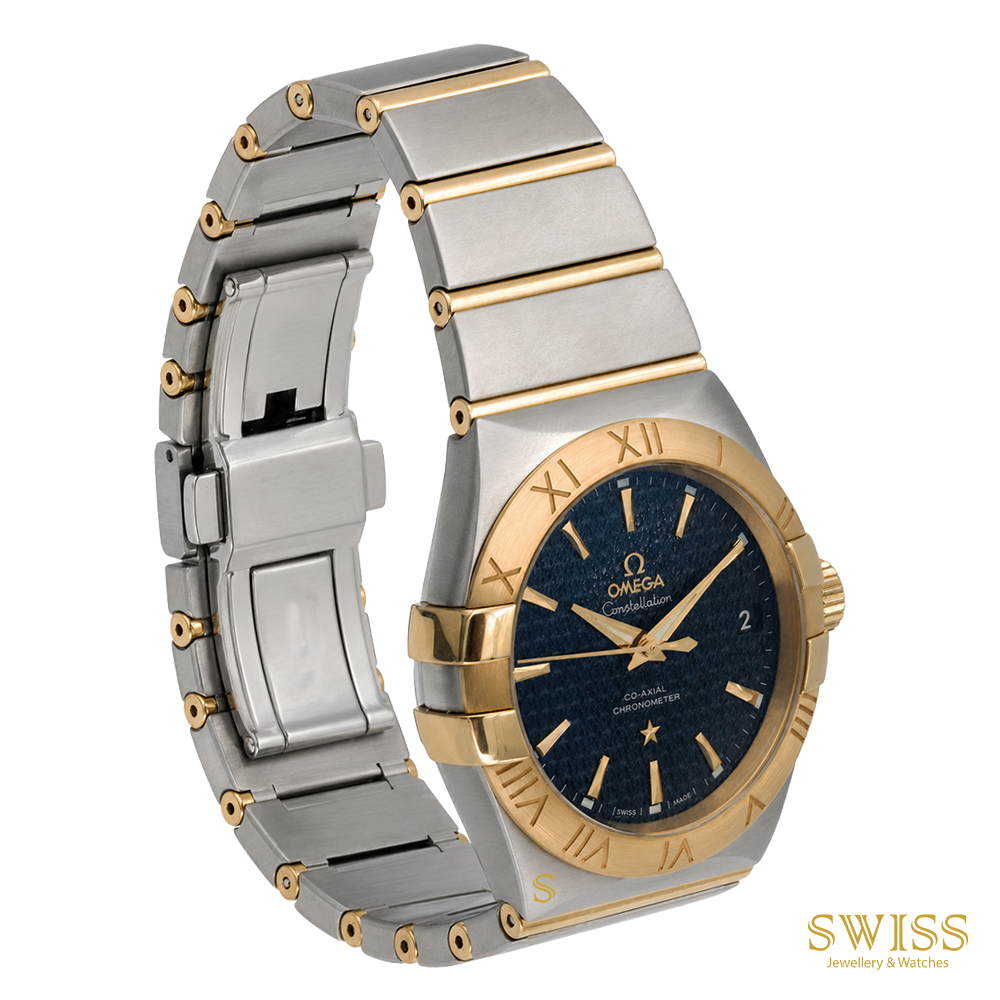 Omega Constellation 38mm Steel Gold Black Dial Co-Axial