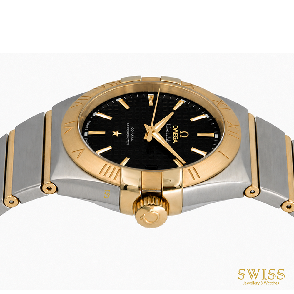 Omega Constellation 38mm Steel Gold Black Dial Co-Axial