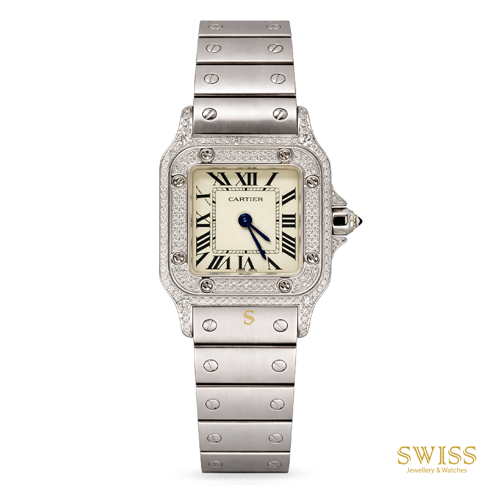 Cartier Santos Galbée Diamond Bezel Steel Watch