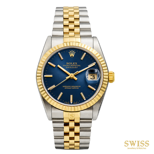 Rolex Lady Datejust 31  Steel Gold Blue Dial Watch