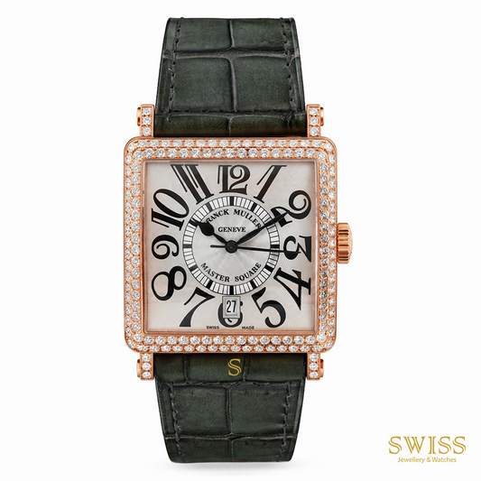 Franck Muller Master Square Diamond Rose Gold Green Strap