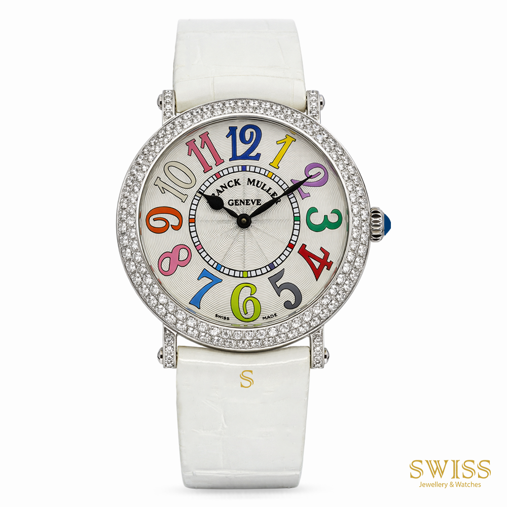 Franck Muller Color Dreams Diamond Bezel White Strap