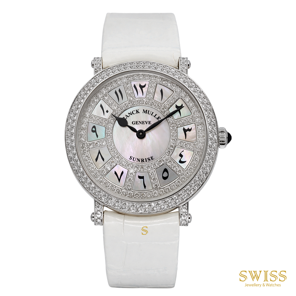 Franck Muller Sunrise Diamond MOP Dial White Strap