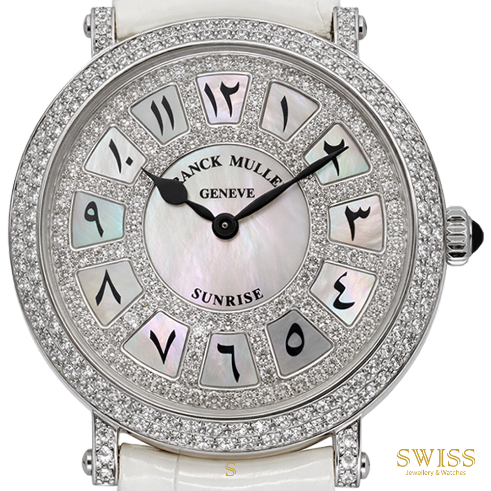 Franck Muller Sunrise Diamond MOP Dial White Strap
