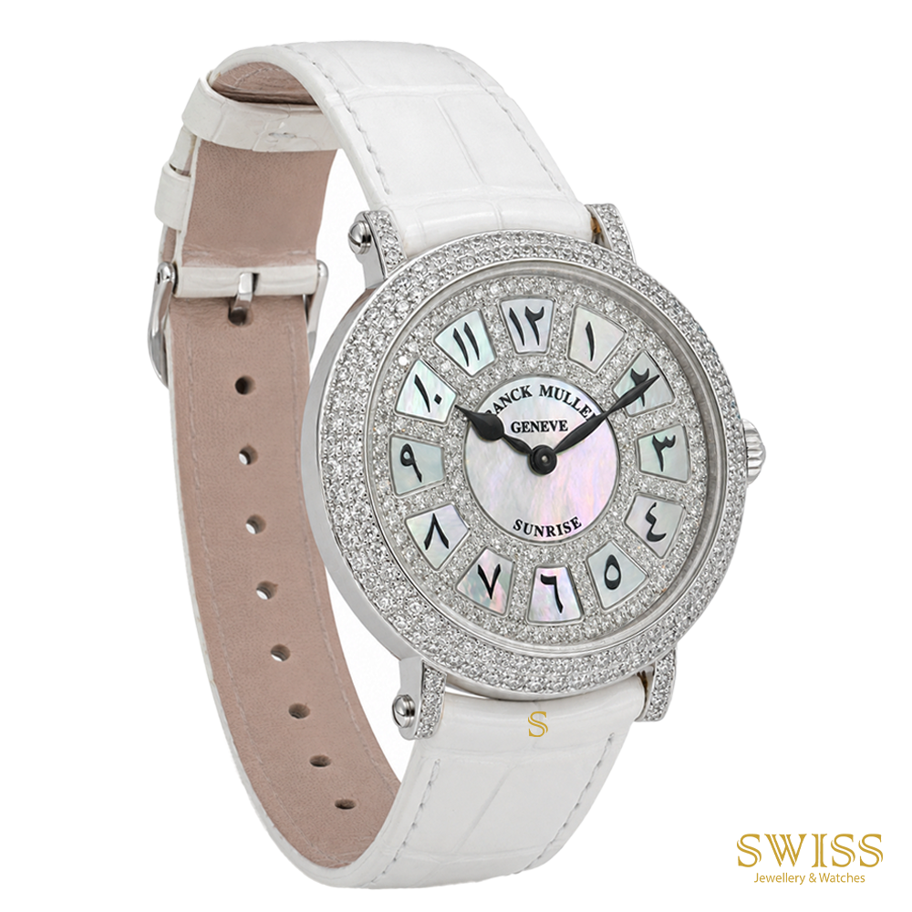 Franck Muller Sunrise Diamond MOP Dial White Strap
