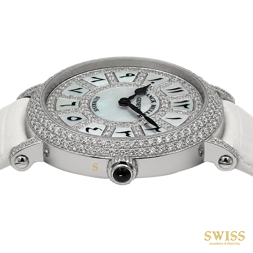 Franck Muller Sunrise Diamond MOP Dial White Strap