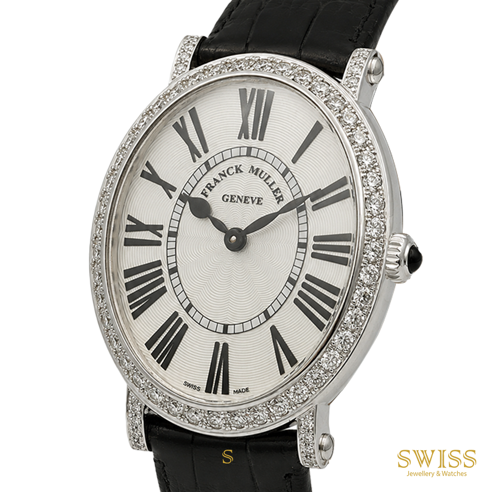 Franck Muller Round Diamond Roman Dial White Gold