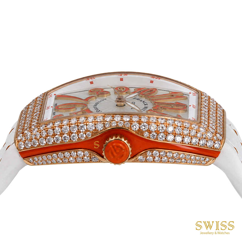 Franck Muller Vanguard Diamond Orange Numerals Rose Gold Watch