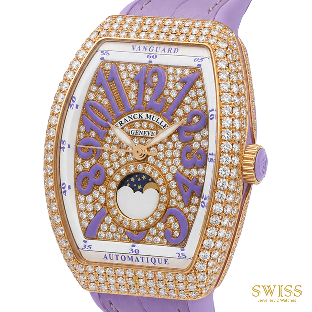 Franck Muller Vanguard Moonphase Diamond Automatic Watch (Lavender Edition)