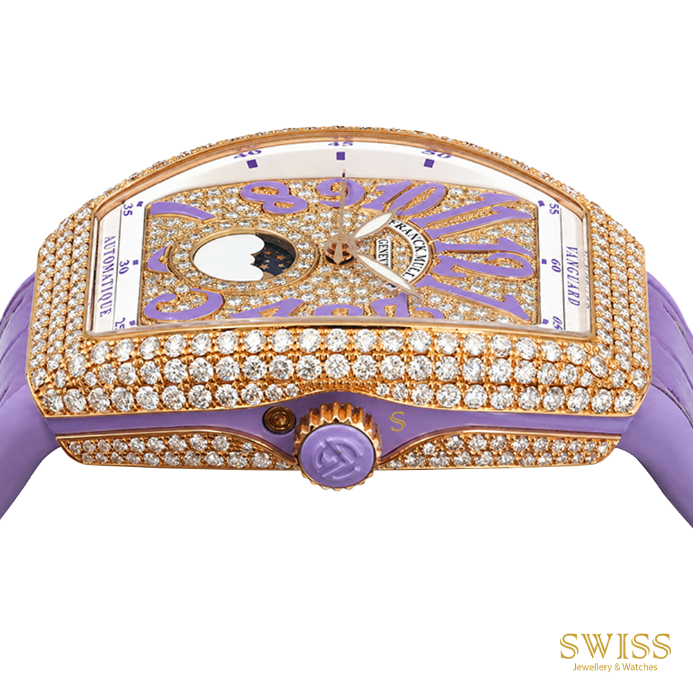 Franck Muller Vanguard Moonphase Diamond Automatic Watch (Lavender Edition)