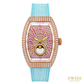 Franck Muller Vanguard Moonphase Diamond Rose Gold Watch (Pink & Turquoise Edition)