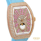 Franck Muller Vanguard Moonphase Diamond Rose Gold Watch (Pink & Turquoise Edition)
