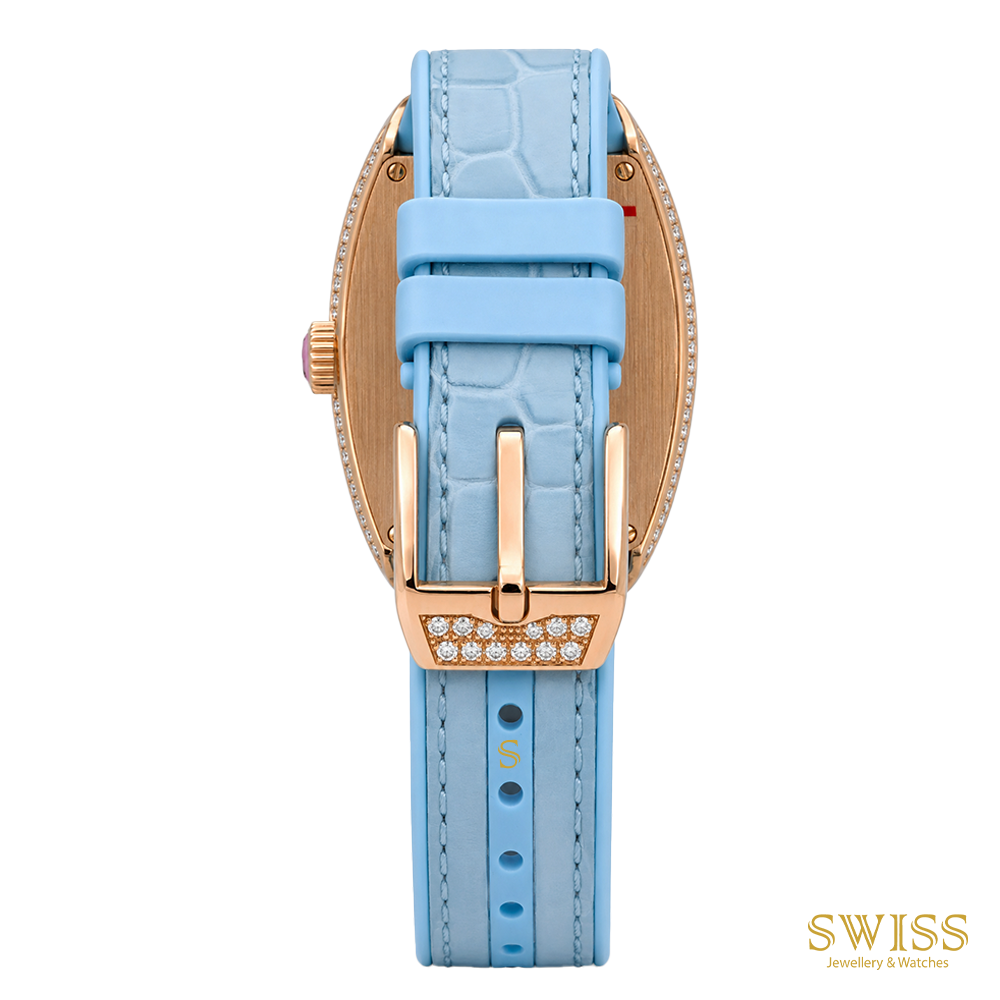 Franck Muller Vanguard Moonphase Diamond Rose Gold Watch (Pink & Turquoise Edition)
