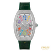 Franck Muller Vanguard Color Dreams Diamond Automatic Watch (Green Strap)