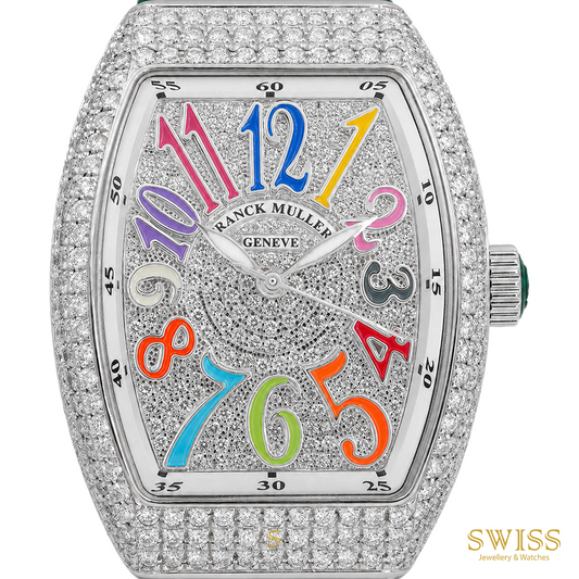 Franck Muller Vanguard Color Dreams Diamond Automatic Watch (Green Strap)
