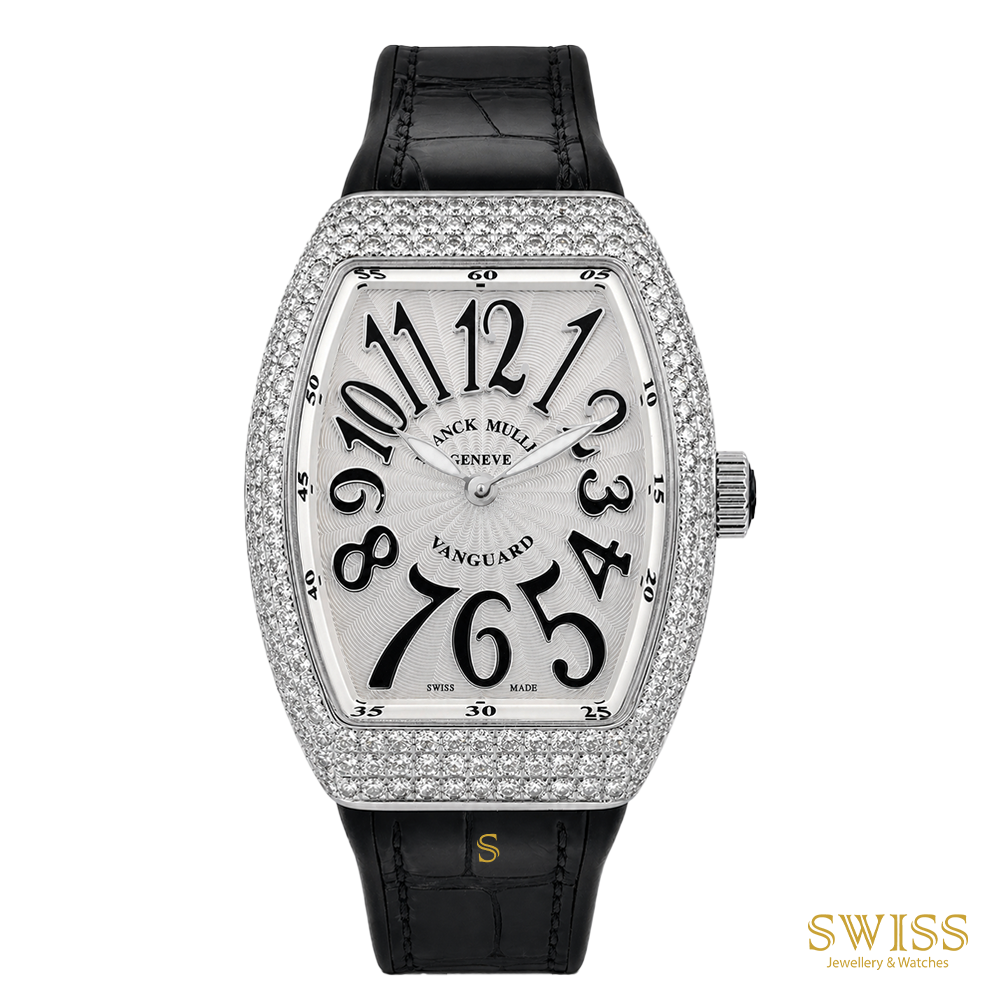 Franck Muller Vanguard Diamond Quartz Watch Black Arabic Numerals