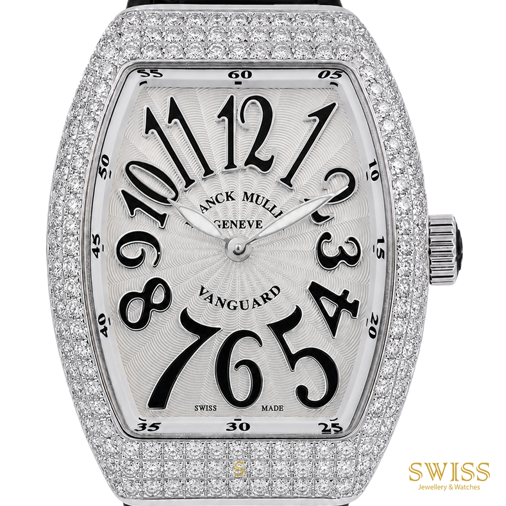 Franck Muller Vanguard Diamond Quartz Watch Black Arabic Numerals