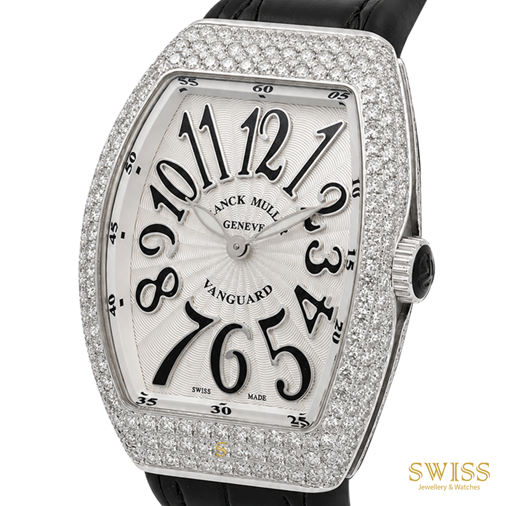 Franck Muller Vanguard Diamond Quartz Watch Black Arabic Numerals