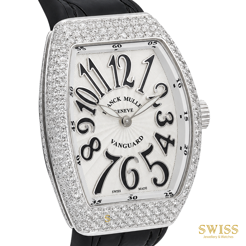 Franck Muller Vanguard Diamond Quartz Watch Black Arabic Numerals
