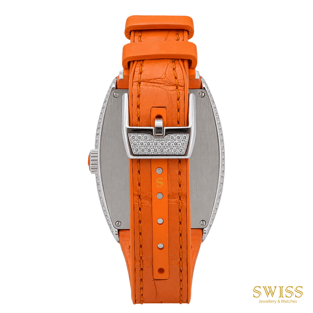 Franck Muller Vanguard Diamond Quartz Watch Orange Accents