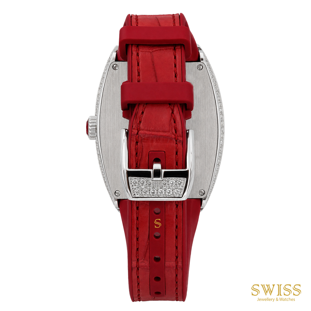 Franck Muller Vanguard Diamond Quartz Watch Red Accents